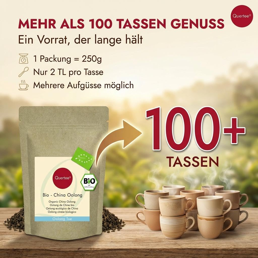 Té orgánico Oolong – China Oolong té orgánico – 500 g – sin aditivos ni sustancias aromáticas para más de 200 tazas de té suelto de Quertee