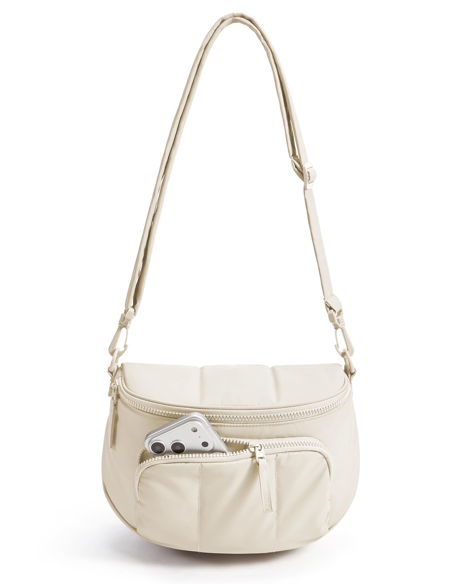 BAGSMART Spacious Puffy Bum Bags for Women, Crossbody Fanny Packs for Travel & Work, Waterproof Coated Mom Bag | 5L Roomy Purses, Large Fanny Pack, ideal for Moms, Long Outings, Everyday bum bag, Puffer, Nylon — view 11