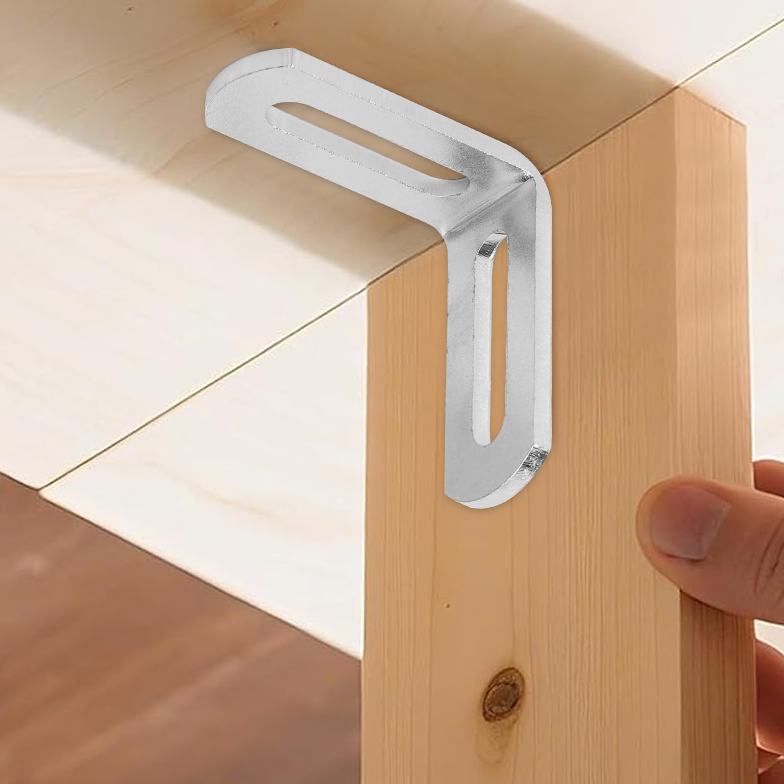 Staffa a L, angolare regolabile in acciaio zincato 49 x 49 mm Set di angolari in metallo da 16 pezzi spessore 2,8 mm, foro 6,7 mm Ideale per mobili bricolage scaffali aree esterne