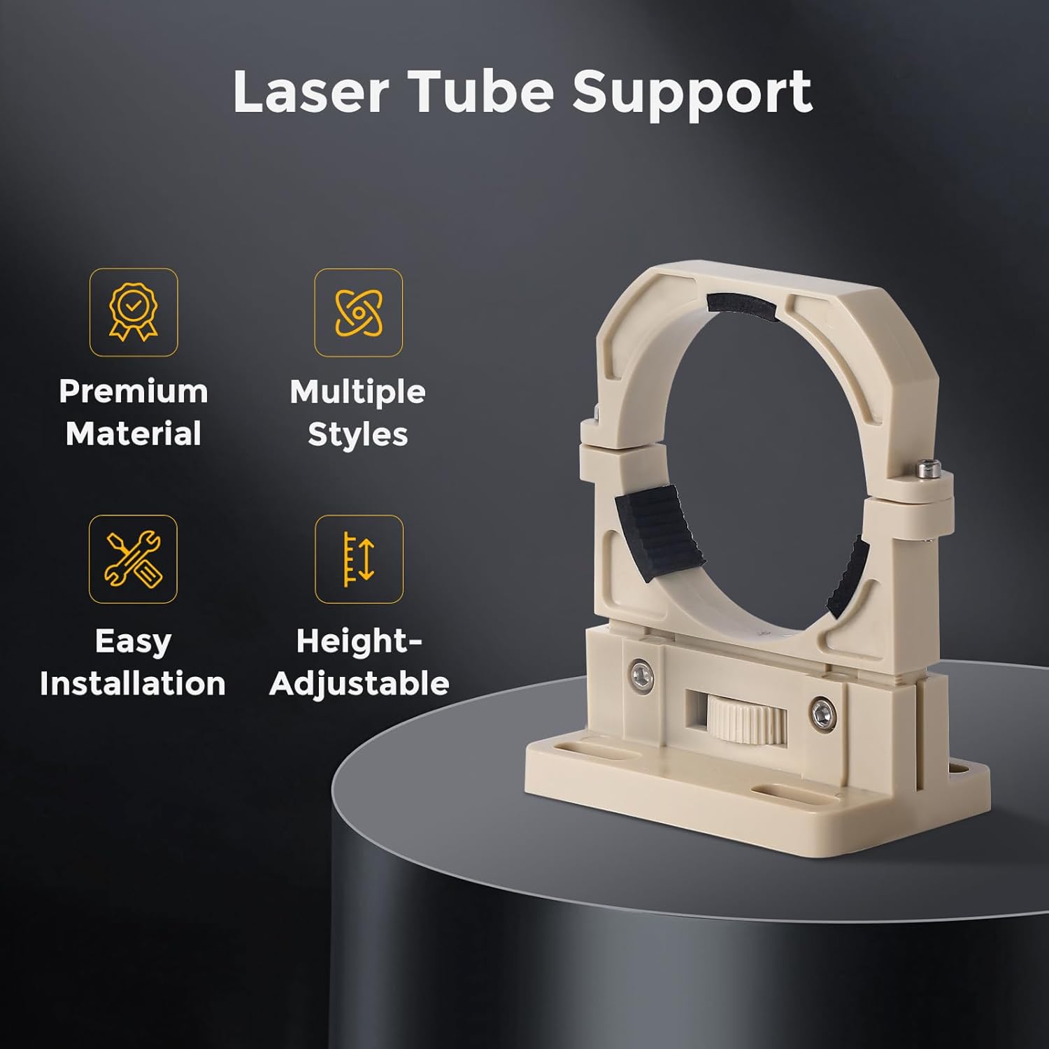 Cloudray CO2 Laser Tube Mount Holder - Adjustable Support Bracket for 80mm Diameter Laser Tubes - Compatible with Laser Engraving & Cutting Machines (High)