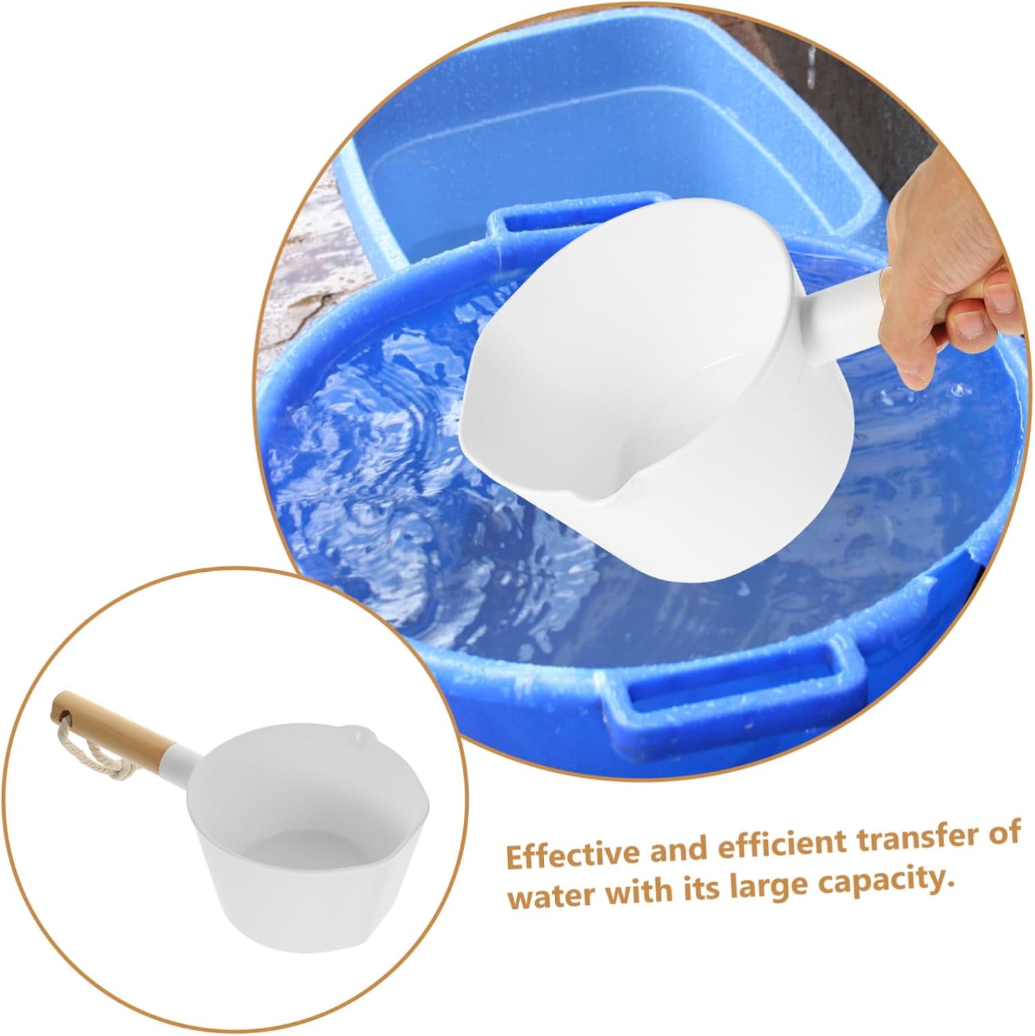 Accessories Bathing Ladle Container Salt Cooking Cup Kitchen Accessories Japanese Soaking Tub Scoops Handle Bucket Baby Bath Tubs Water Bailer Scoop Bamboo Hair White Bathtub
