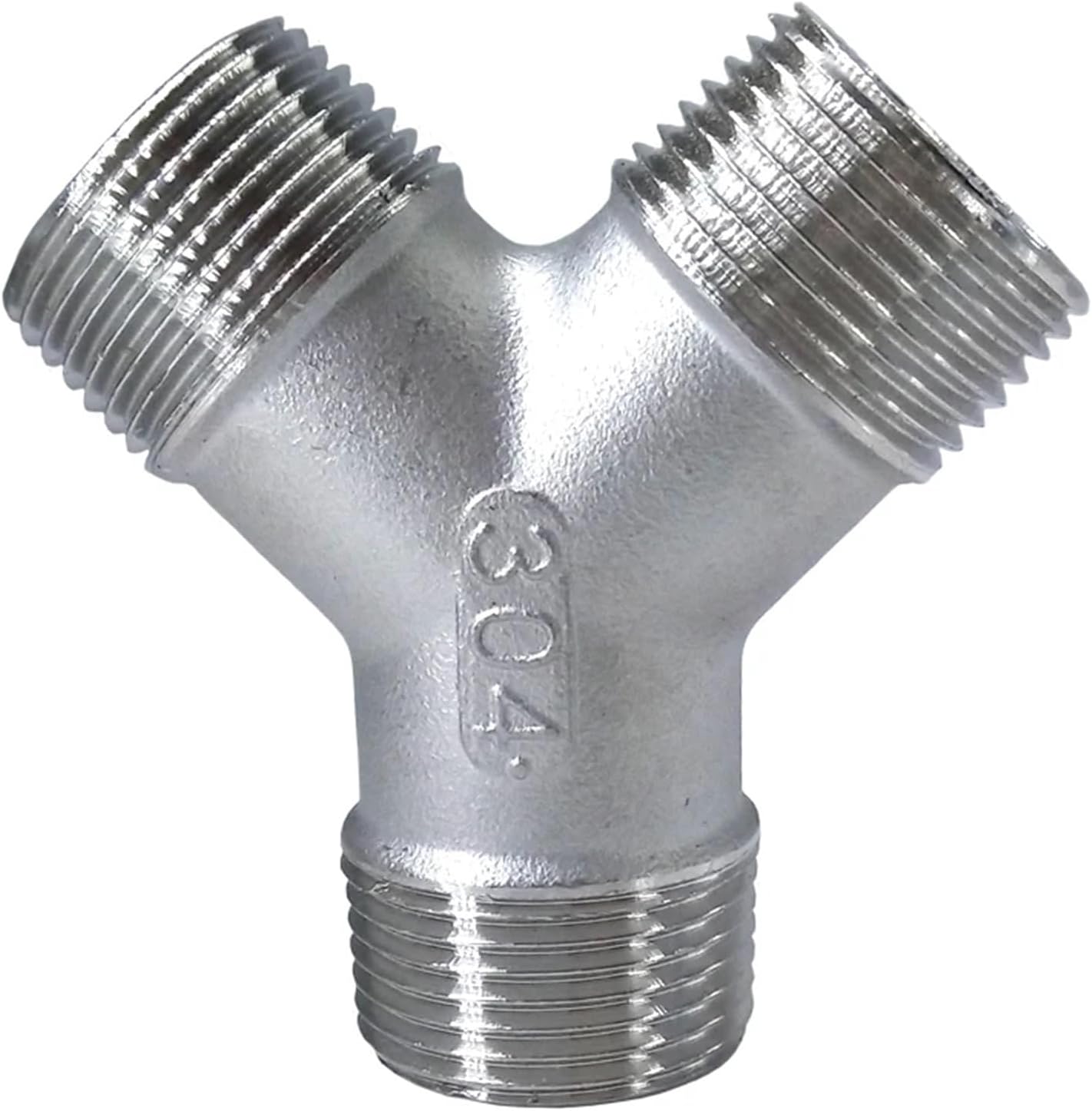 1/4" 3/8" 1/2" 3/4" 1" 1-1/4" 1-1/2" 2" BSPT Male Y Shape 3 Ways Connector Coupler Splitter 304 Stainless Steel Pipe Fitting(3/4")