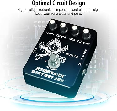 JOYO High Gain Distortion Guitar Pedal, Analog Circuit with Full Range EQ for Classic Rock to Heavy Metal Tones, True Bypass (JF-04)