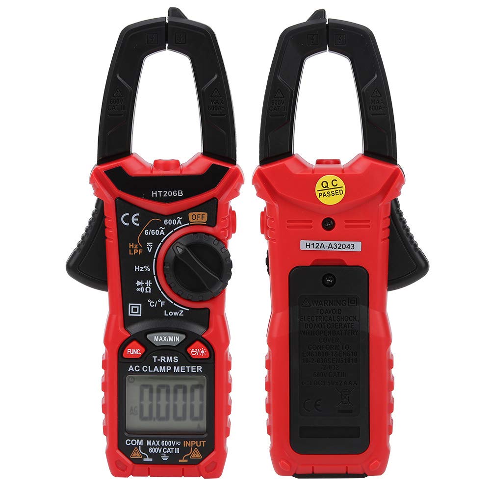 Multimetro Digitale a Pinza AC DC Accurato con Display LCD Auto-Range per Elettricisti Professionisti Tester Tensione Vero RMS HT206B