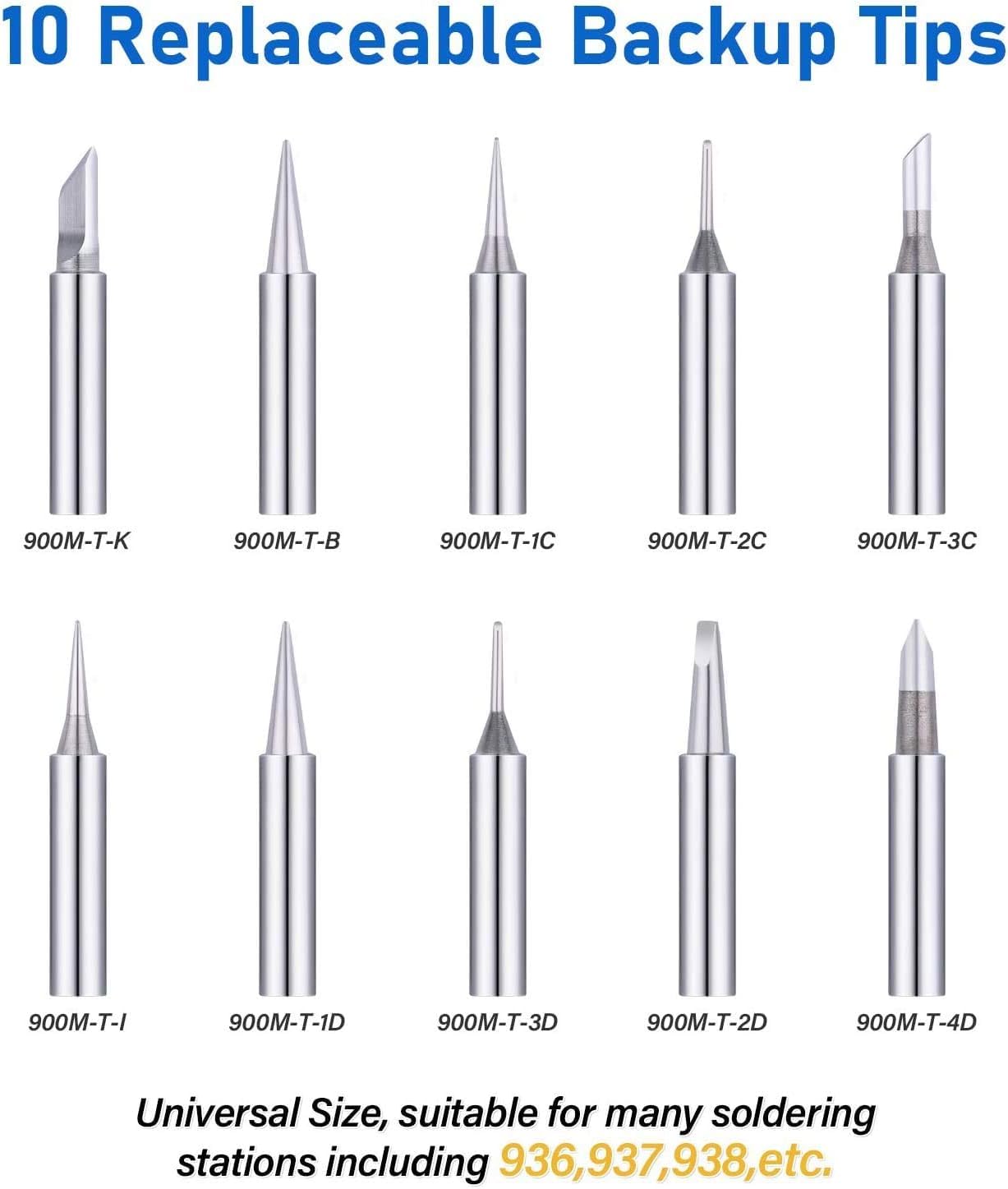 6pcs 900M-T Copper Solder Tip Iron Tips Lead free Low Temperature