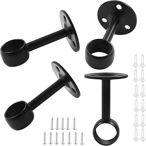 Suiwotin Paquete de 8 soportes para barra de cortina de armario de 1 pulgada, soporte de acero inoxidable para barra de armario, brida de barra de