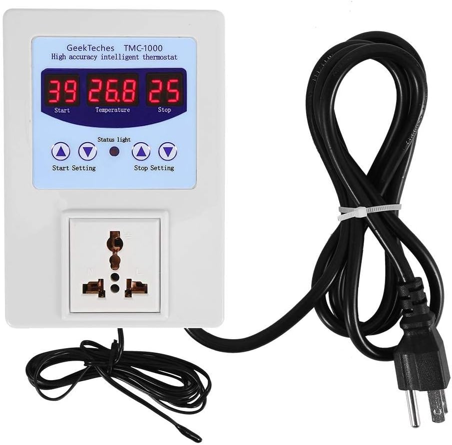 TMC-1000 AC110-240V 10A LED Digital Intelligent Pre-Wired Temperature Controller with Sensor for Test, Measure and Inspect(US Plug )