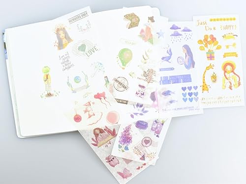 Miniatura 4 de Paquete de 2 calcomanías de niña linda para álbumes de recortes, calcomanías Kawaii para niñas, para arte, manualidades, diario, diario, agenda,