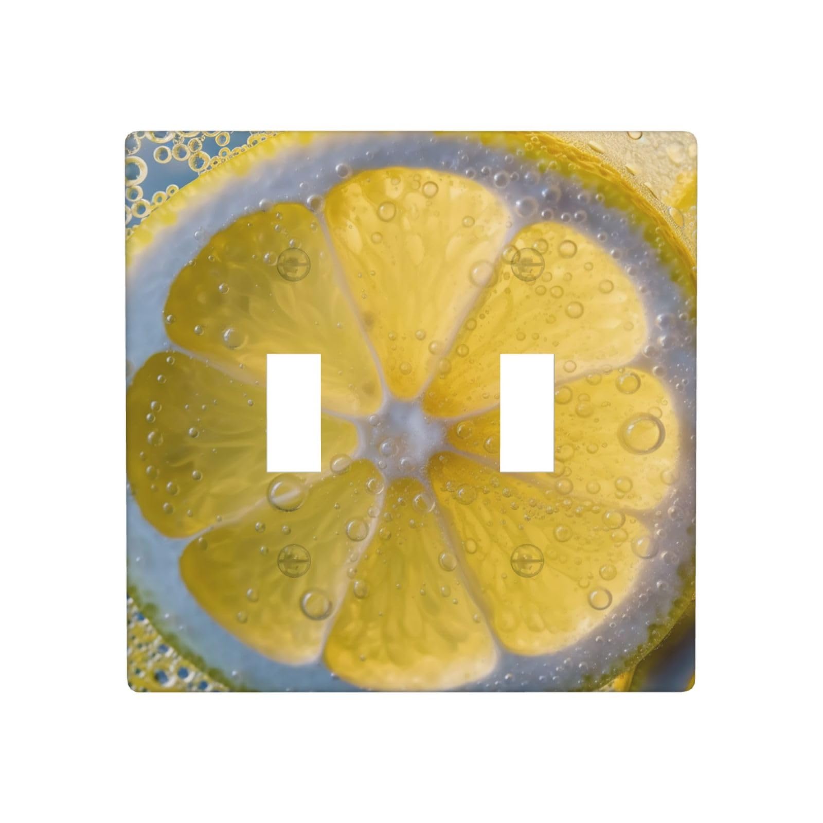 2 Gang Double Toggle Wall Plates, Unbreakable Decorative Duplex Light Switch Plate Covers Lemon Bubbles Electrical Switchplate Cover Faceplate For Bathroom Kitchen Decor