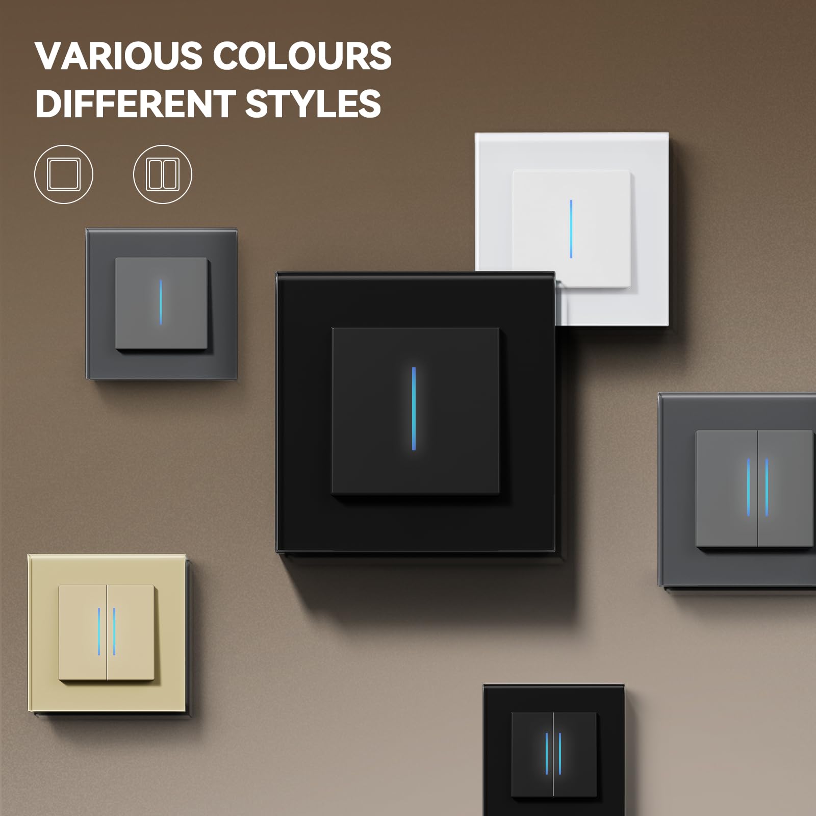 BSEED Lichtschalter Unterputz Matt - Moderner Schalter Mit Krallenbefestigung