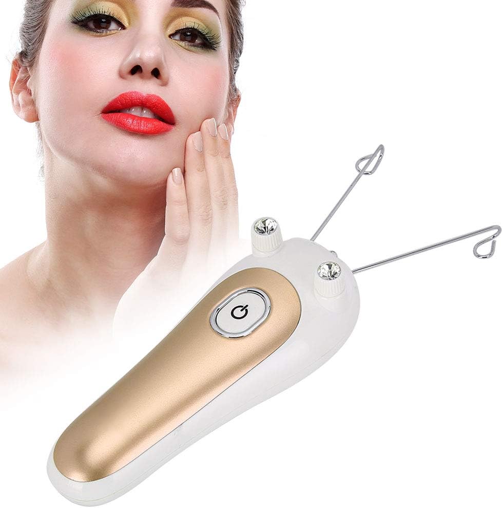 Thread Facial Hair Removal Remover Electric Women's Beauty Epilator Facial Threading Hair Removal Shaver for Facial Lip Chin Cheeks and Whole Body(gold)