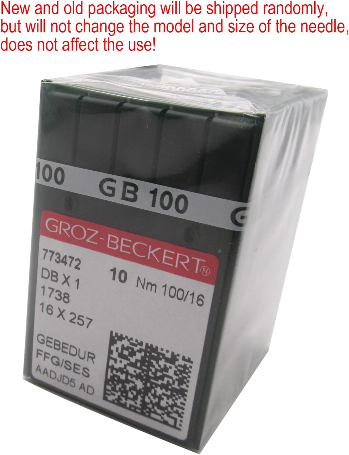 GROZ-BECKERT Needle in CKPSMS Clear Plastic Box- 100 GROZ-BECKERT DBX1 16X257 1738 GEBEDUR Titanium Sewing Machine Needles (16/100)