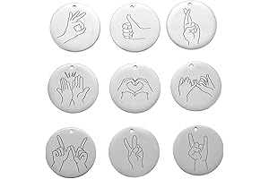 Stiesy 9 Pcs ASL Charm Horoscope Astrology Stainless Steel Alphabet Charm Pendants