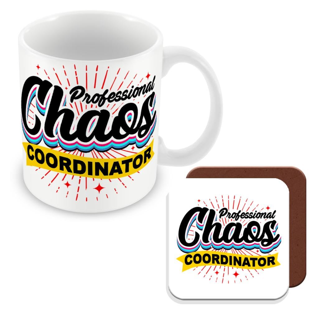 MUGGZ Gift Mug & Coaster for Boss/Manager - Professional Chaos Coordinator - Giftset - Made in The UK