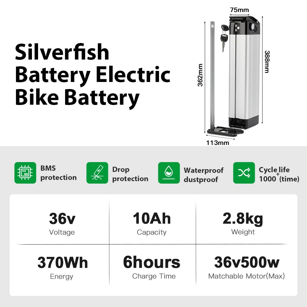 YOSE POWER E-Bike Akku 36V 10.4Ah / 15.6Ah /18.2Ah XH370-10J Pedelec Batterie für Aldi MiFa Trio Zhenlong Phylion