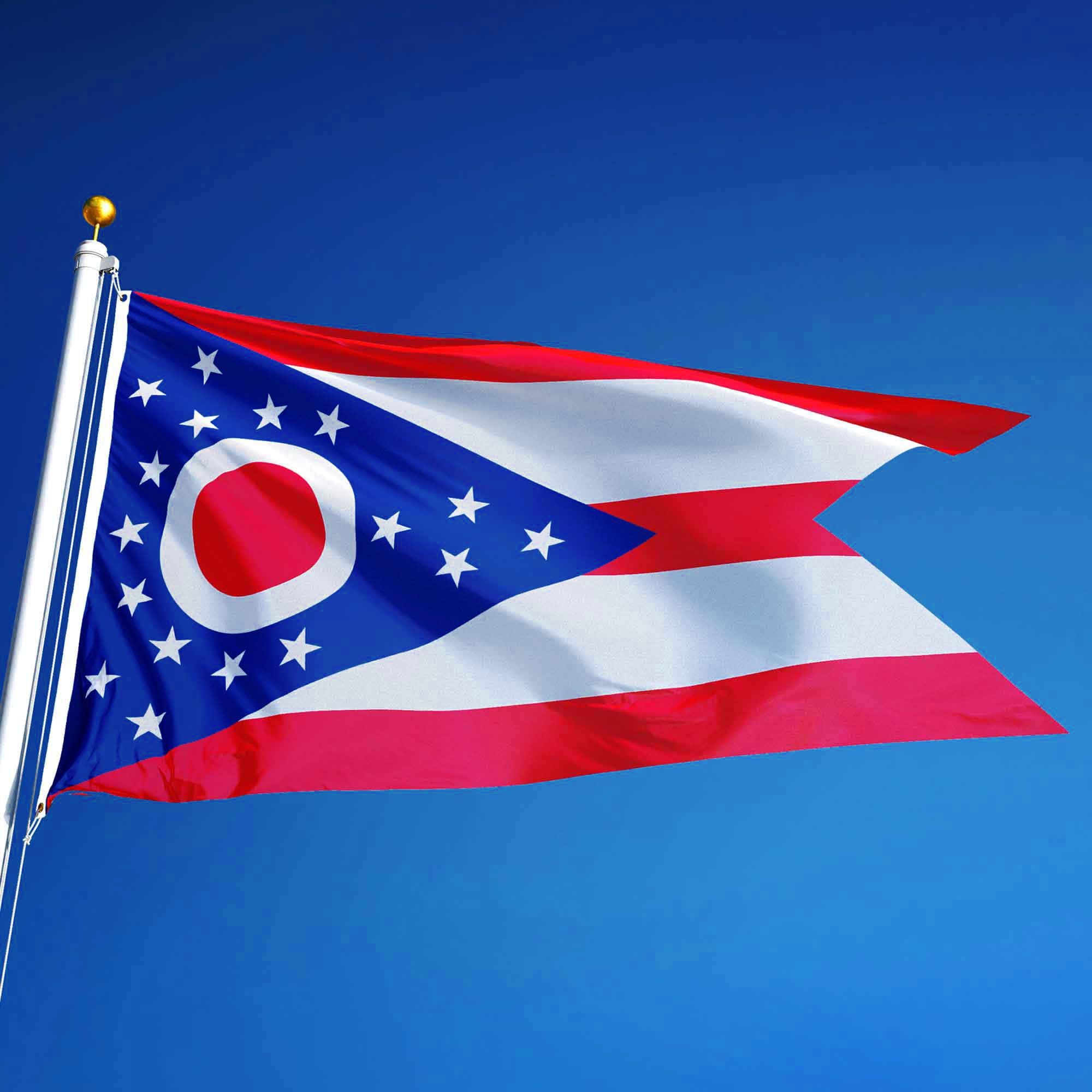 Drapeau de l'État de l'Ohio haut de gamme en nylon avec en-tête robuste