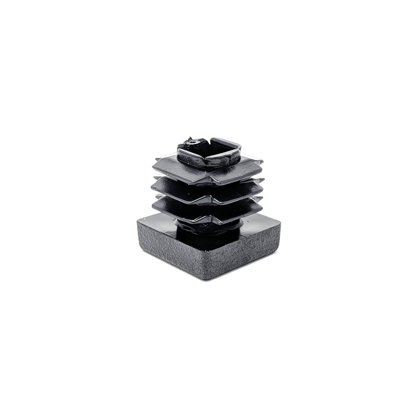 Square Ribbed Plastic Insert Plugs End Caps (Black, 16x16mm See Second Image for Dimensions- Pack of 4) Made in Germany.