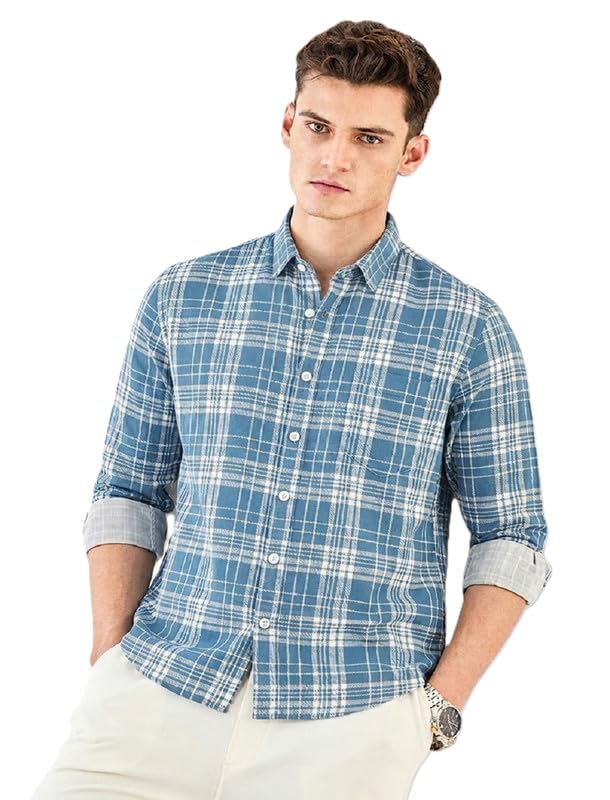 Image of OTUS Men's Cotton Casual Printed Checkered Stylish Shirt for Men