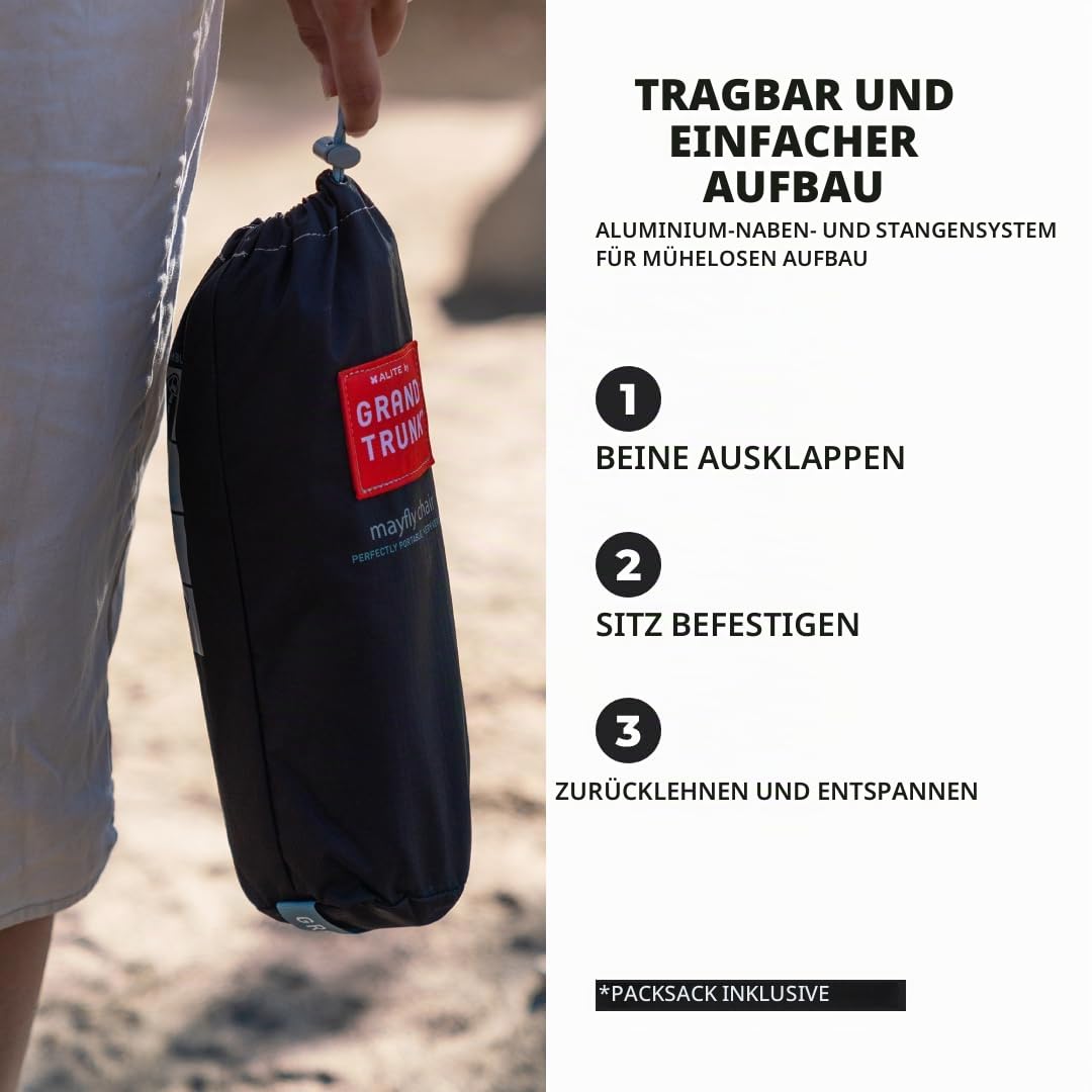 GRAND TRUNK Alite Mayfly Stuhl | Leichter Stabiler Campingstuhl | Tragbarer, schneller und einfacher Aufbau | Rasenstuhl für Wandern, Rucksackreisen, Angeln und Strand - Horizon