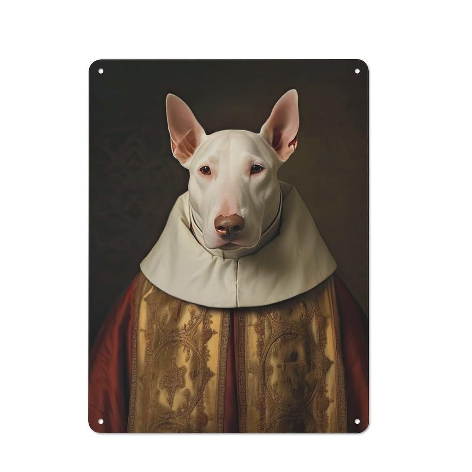 Bull Terrier The Pope Modern Retro Metal Wall Decor 40x30cm, Metal Wall Sign for Loft, Studio, Office Or Creative Room