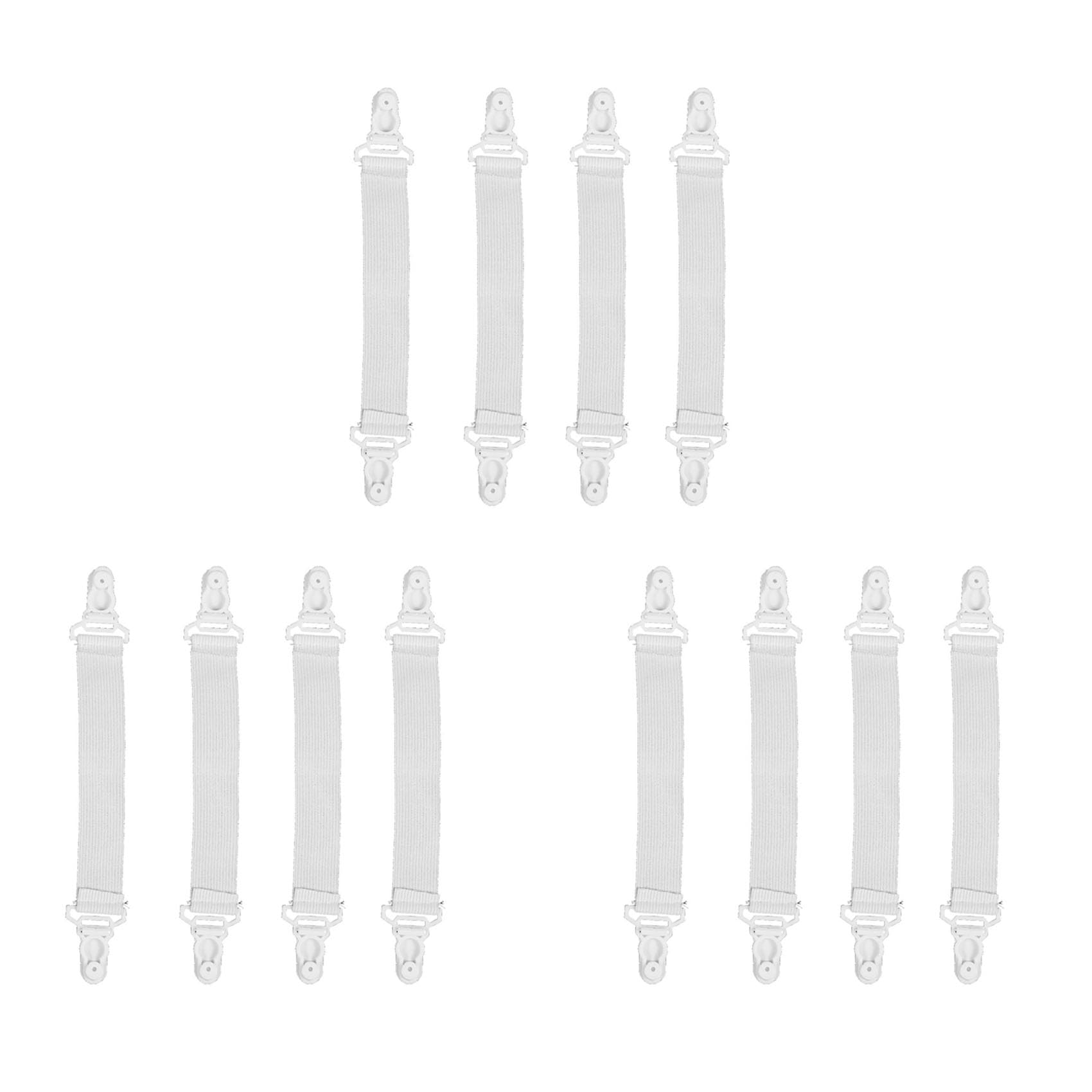 Xnuiasqe 12 Pcs Home White Elastic Mattress Bed Sheet Grippers Clips