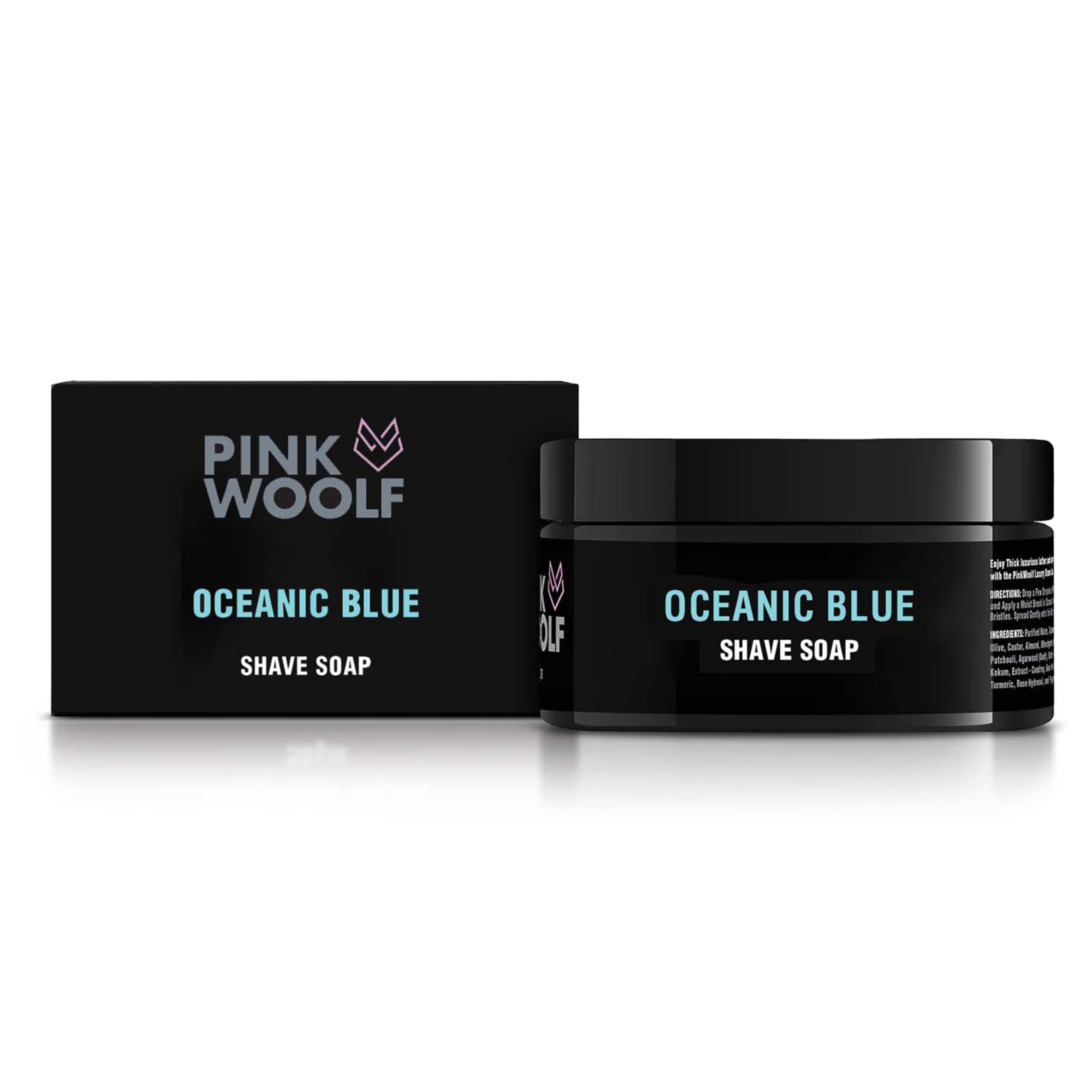 Pink Woolf Luxury Shaving Soap, Oceanic Blue, Energizing & Cooling, 80 gm