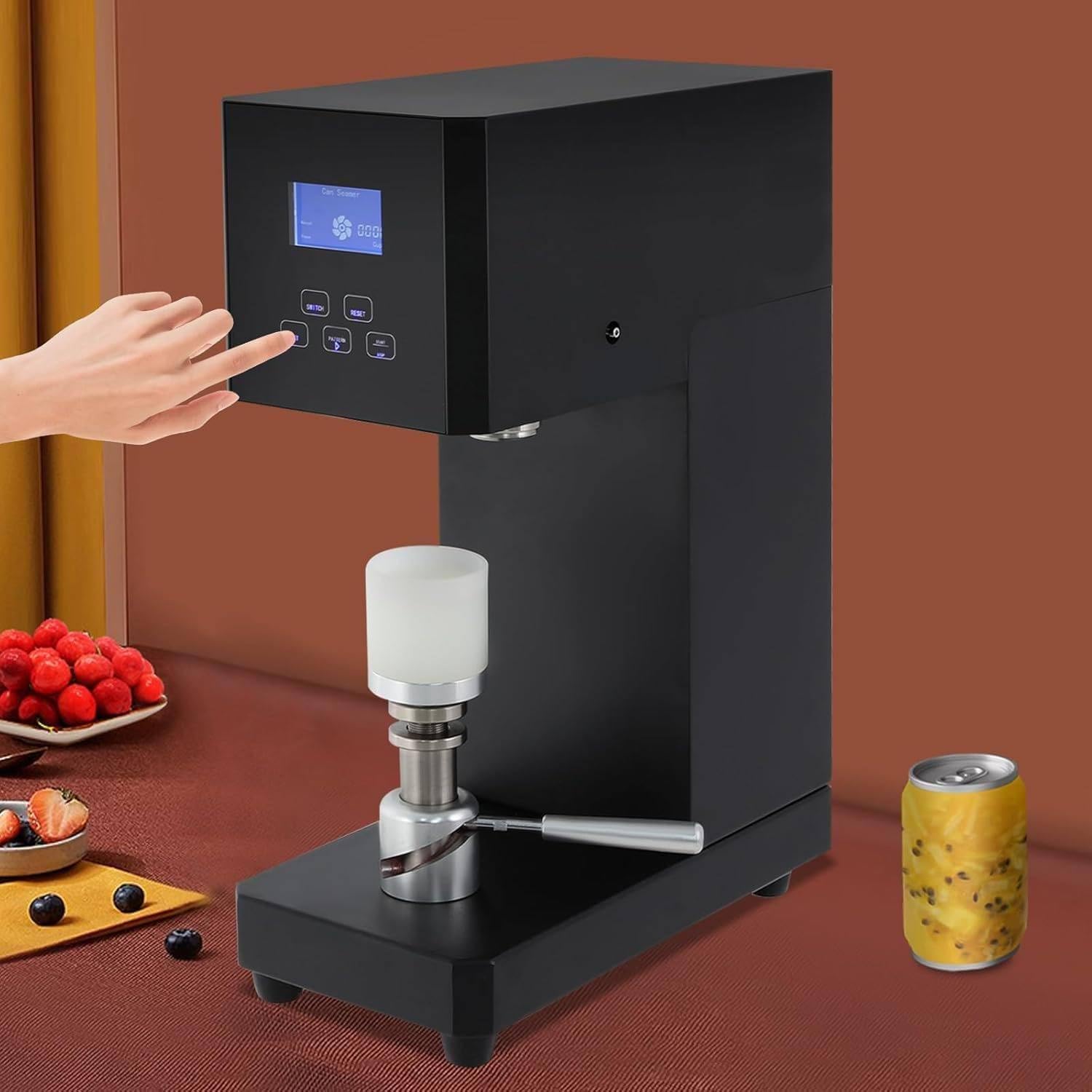 Selladora eléctrica semiautomática de 370 W para latas de aluminio/plástico de 5,5 cm de diámetro y de 11,4 a 17 cm de altura, ideal para botellas de té negro.