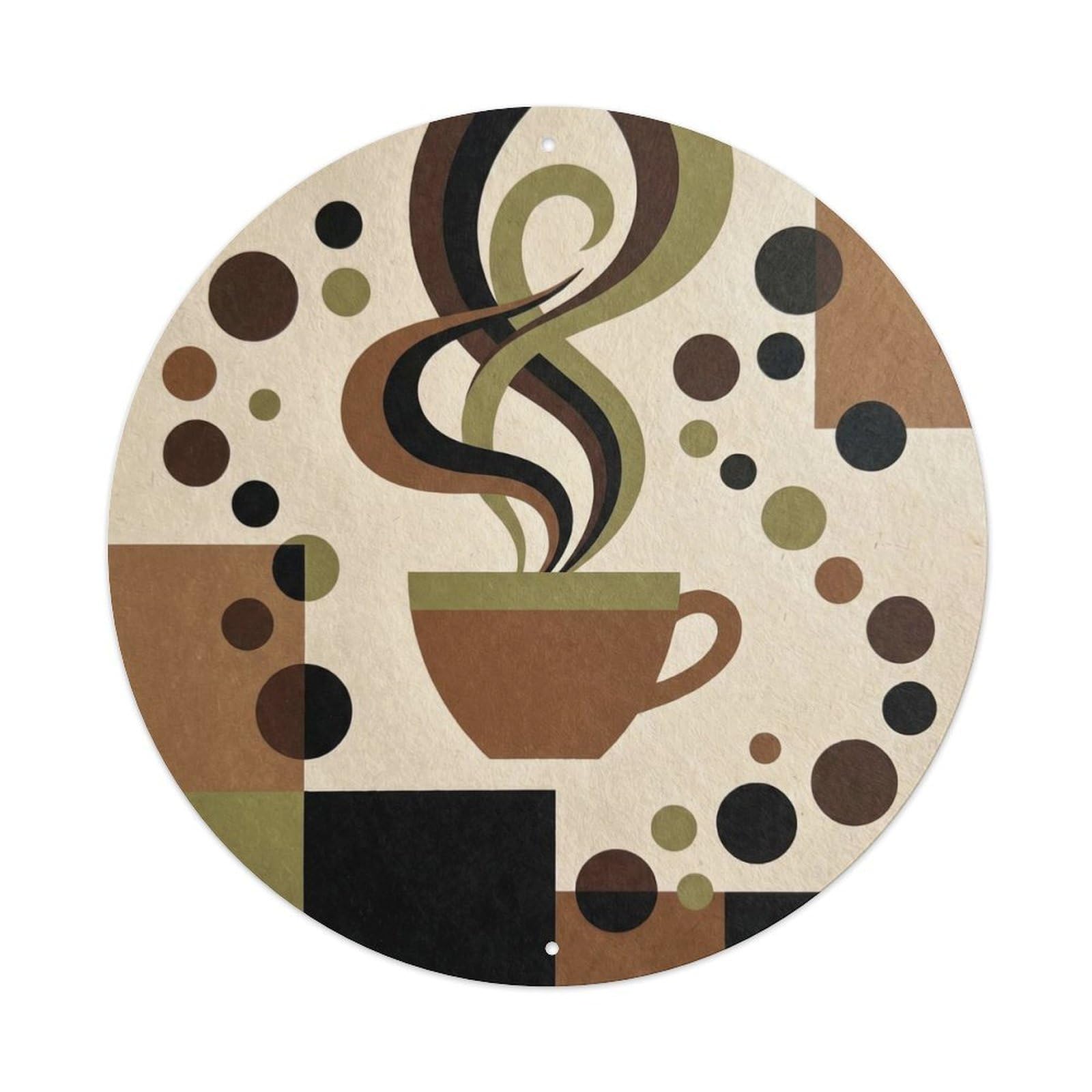 Modern Abstract Coffeehouse Espresso Roasted Beans Table Metal Tin Sign Plaque Wall Decor for Cafe, Man Cave, Club Bar, Office, Home Garden Round Metal Poster 8x8Inch