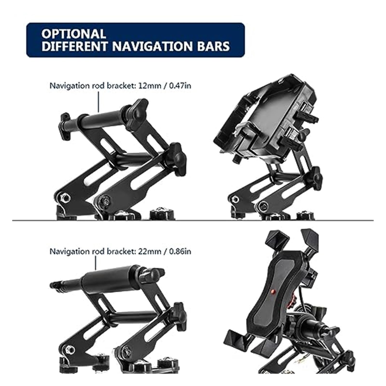 Soporte teléfono Bicicleta para S 1000 R para S1000R 2017-motocicleta Ajustable Extender Soporte De Navegación para Teléfono Placa GPS Soporte para Teléfono Decorar(‎12mm Bracket)