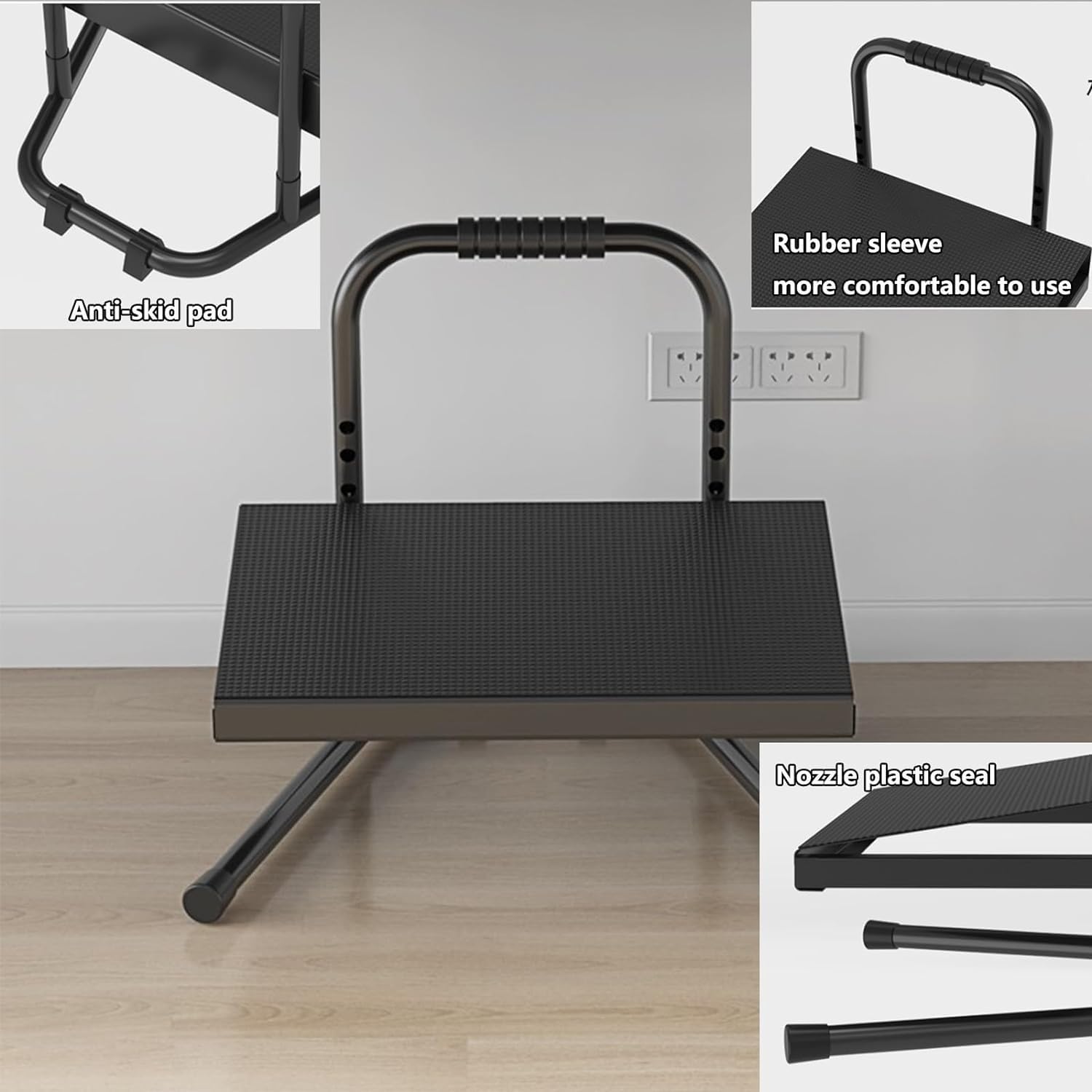 Reposapiés Debajo del Escritorio, Reposapiés De Altura Regulable, Reposapiés Ergonómico para Escritorios De Pie, con Asas Y Seis Ajustes De Altura