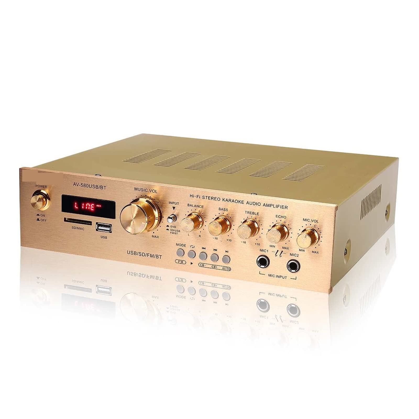 BASSFLY Amplificador estéreo HiFi Bluetooth5.0 FM 5 Canales LED Digital Home Cinema amplificadores de Cine en casa amplificadores for el hogar
