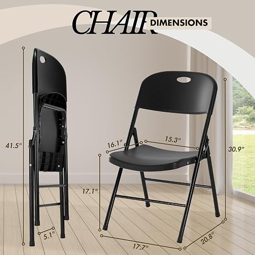 Miniatura 2 de Amazing for less Silla plegable de plástico resistente, paquete de 2, sillas plegables de capacidad de 450 libras para interiores y exteriores,