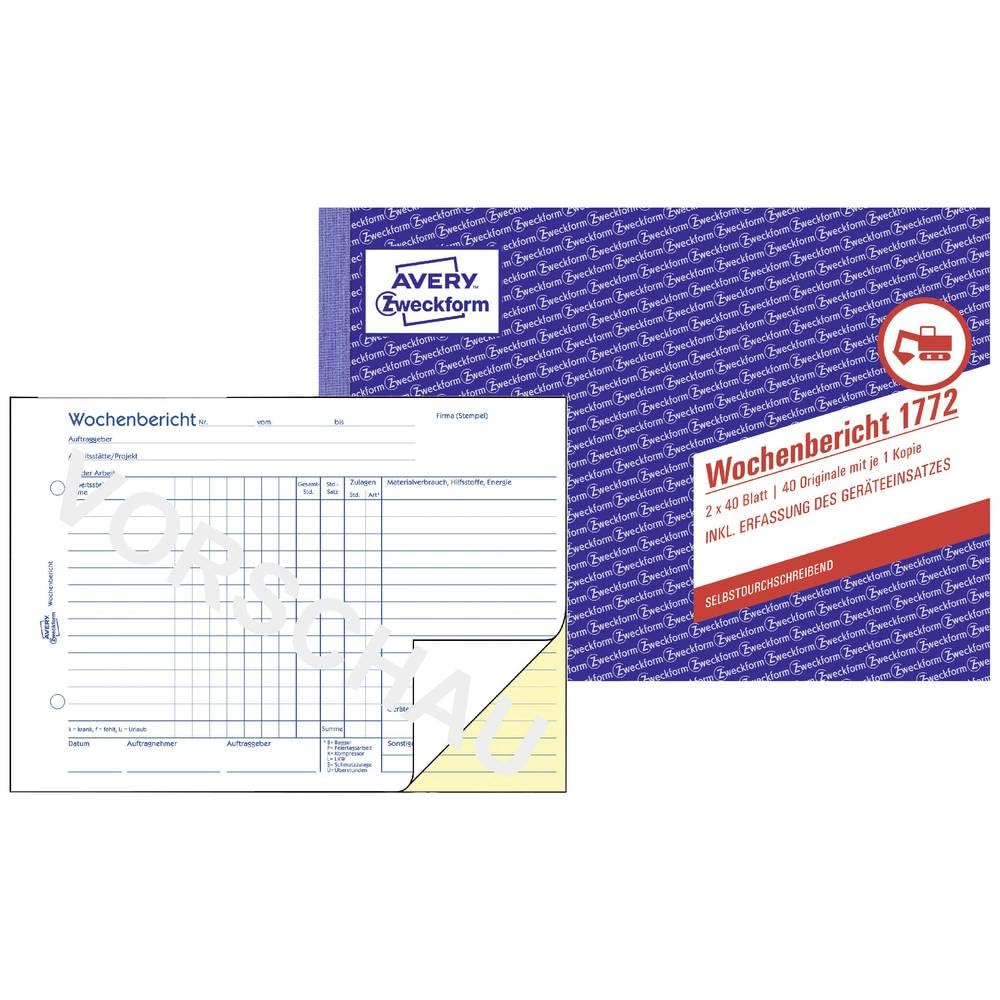 Avery Zweckform 1772 Weekly Report Book A5 2 x 40 Pages
