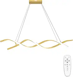 Luminária Pendente LED Wave Spiral, Luminária Pendente De Teto Moderna Dourada, 3000K-6000K