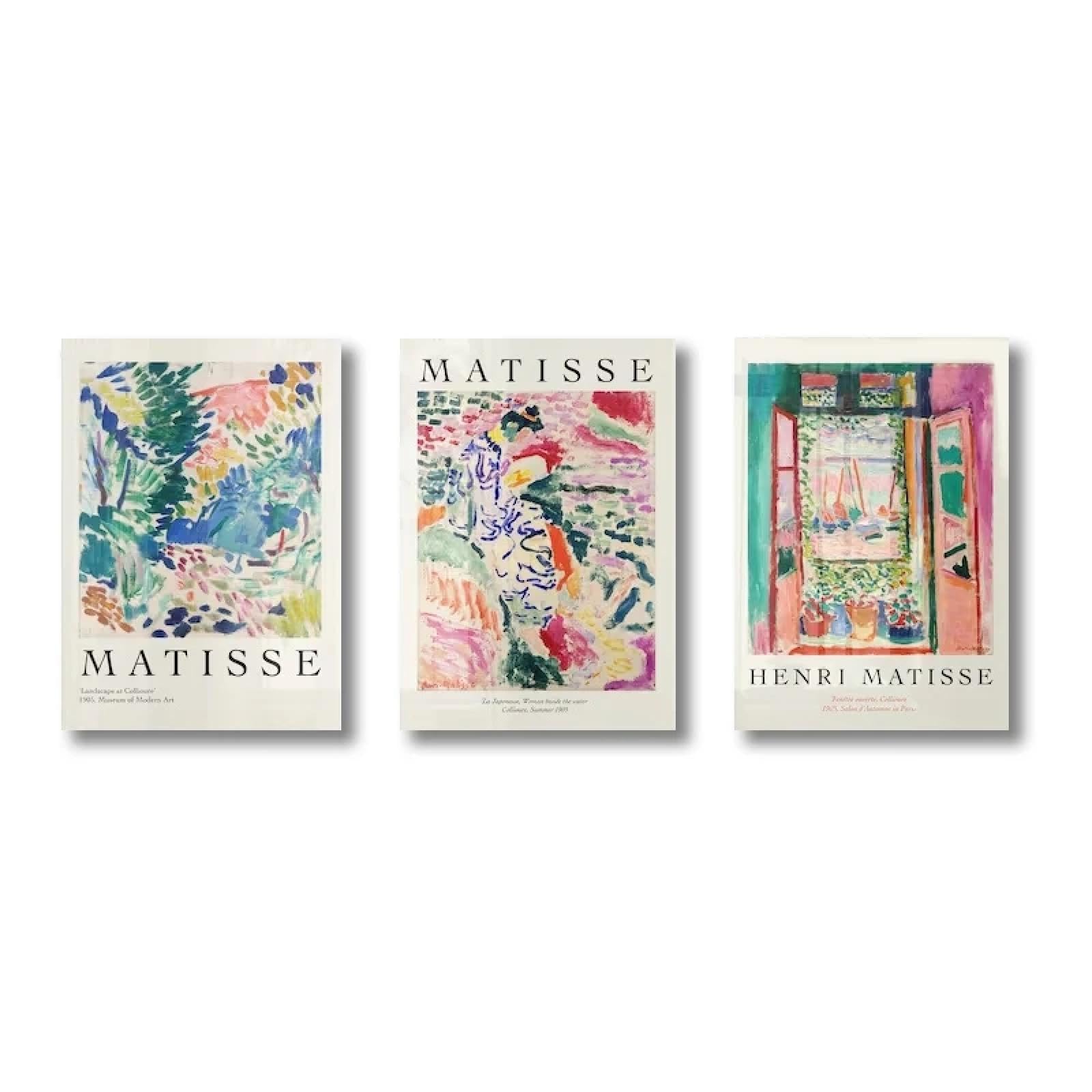 FOKTMS Matisse-Druck, 3er-Set, Poster „Die offene Fensterlandschaft bei Collioure“, Wandkunst, Gemälde, Wohnzimmer, Flur, Wanddekoration, 50 x 70 cm, 3 Stück, ohne Rahmen