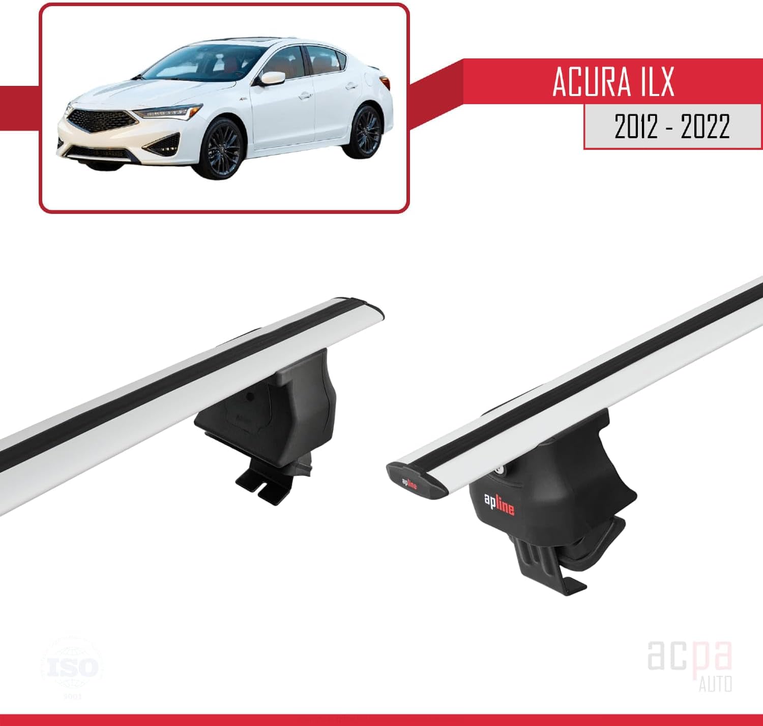 Compatible with Acura ILX (DE1/2/3) 2012-2022 Roof Rack ACE-4 Roof Rack Pack Rack Grey