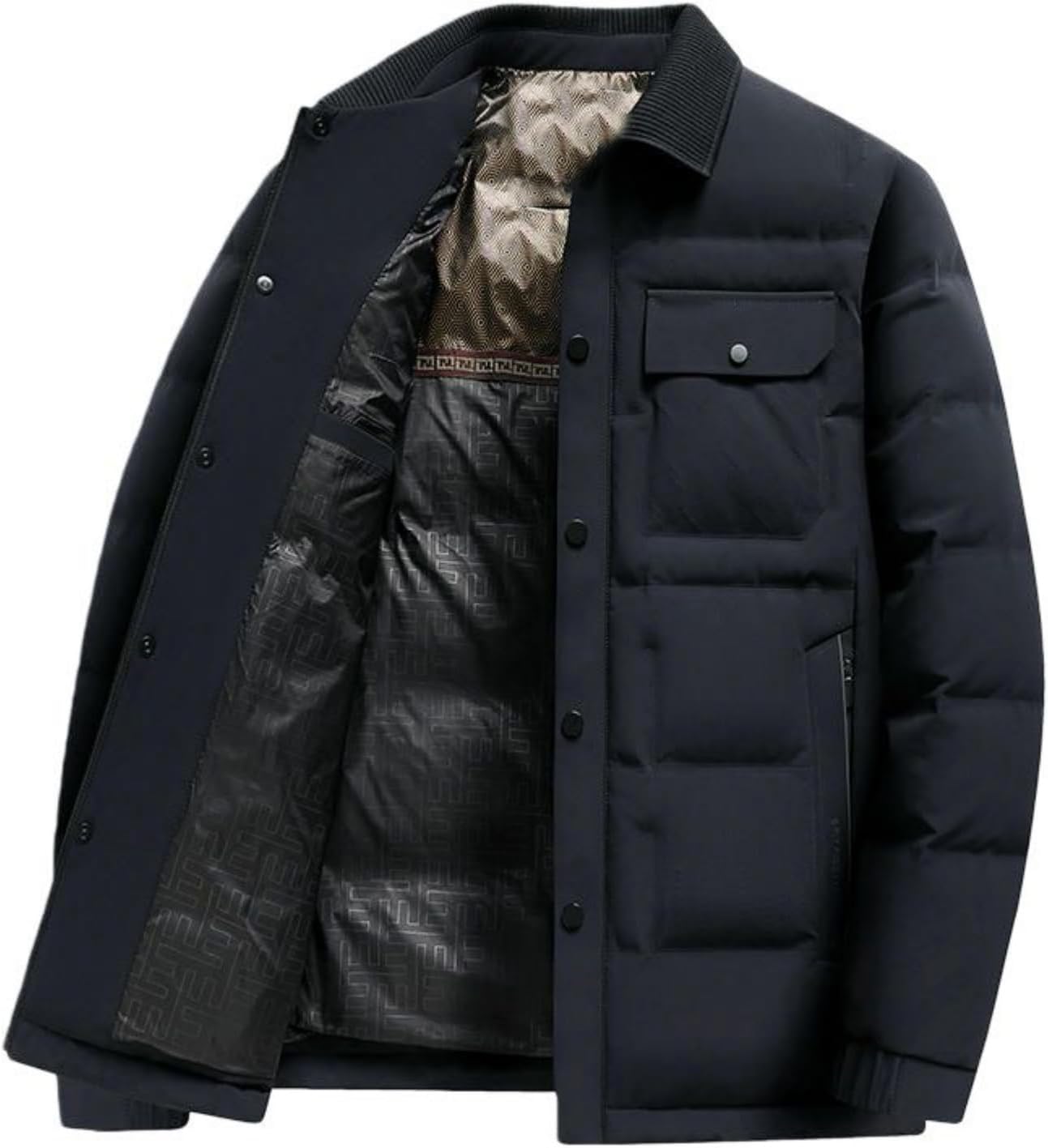 Men's Autumn Winter Business Thick Shirt Collar Down Jacket