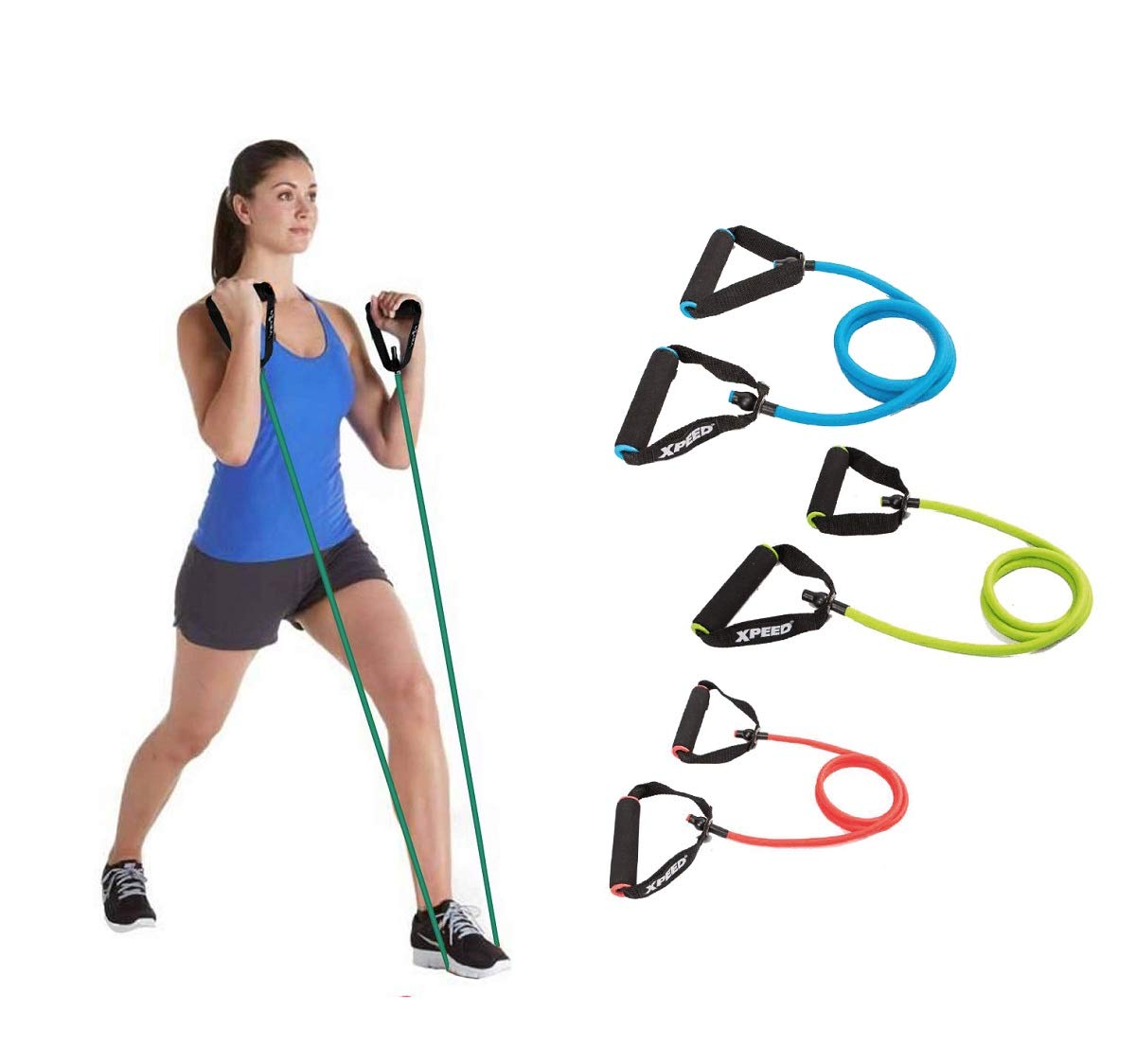 XPEED Single Toning Tube for Exercise Resistance Tube Stretching Light Medium Heavy Smooth & Comfortable Handle with Strong Core Tube 145cm Single Fitness Latex Reistance Tube for Men & Women Heavy (B08914SL48) Amazon Price History, Amazon Price Tracker