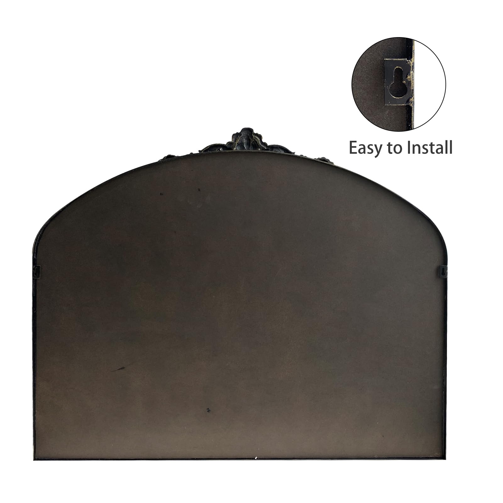 WAMIRRO Arched Mirror,Black Traditional Vintage Ornate Baroque Mirrors,Antique Brass Mirrors for Entryway/Fireplace/Living Room/Hallway/Bathroom.30“X36“ Balck