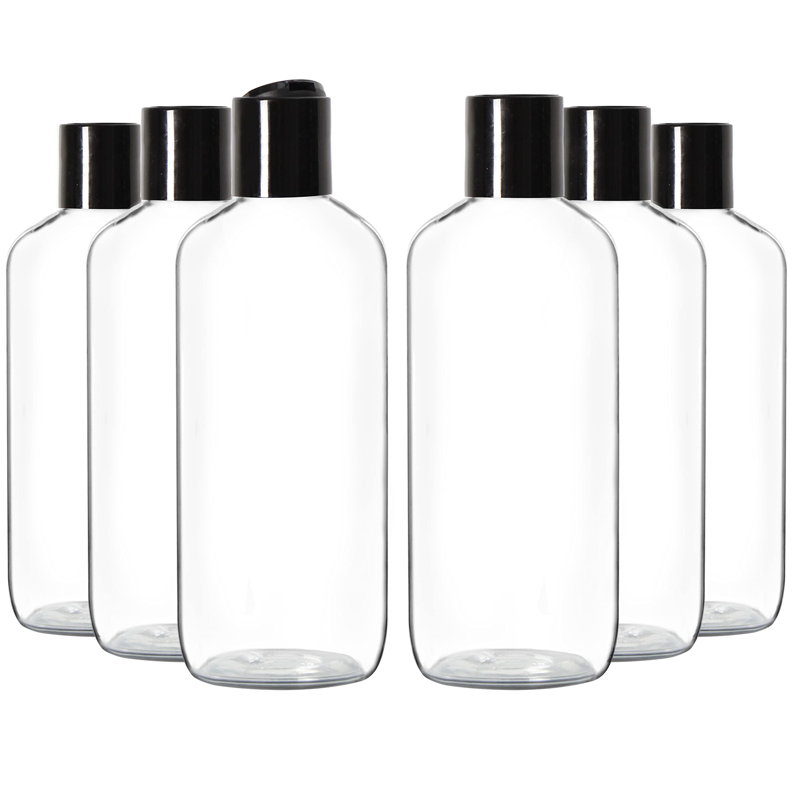 Youngever 6 Pack 500ML Empty Squeeze Containers with Black Disc Cap, Plastic Bottles with Disc Top Flip Cap