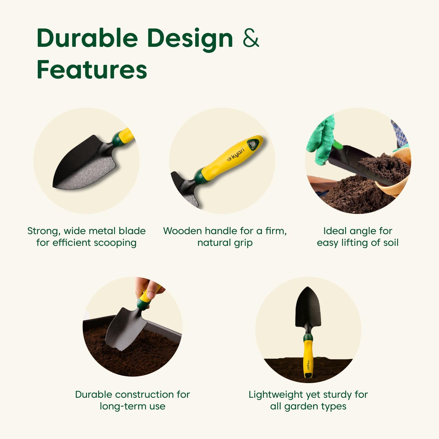 Kyari Garden Trowel for Gardening, Rust-Resistant Hand Mini Shovel for Planting, Digging & Transplanting, Small Garden Tool for Home Garden & Pots - Image 2 thumbnail