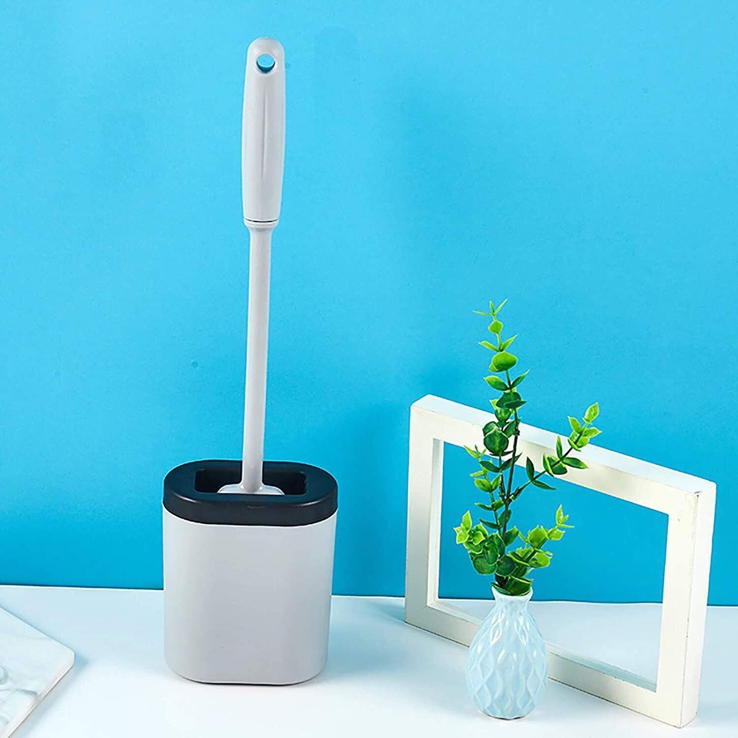 Escobillero de pared Cepillo de baño y conjuntos de soporte Conjunto de cepillo de limpieza de silicona Mango largo Limpieza de inodoro Cepillo de limpieza de silicona de pie Conjunto de cepillo de li