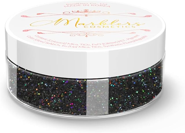 MARBLERS Cosmetic Grade Glittery Mica Powder [Black Magic] 0.14oz (4g) | Glica | Non-Toxic | Vegan | Cruelty-Free | Eyeshadow, Nail Polish, Nail Art | Festival, Rave & Party Makeup | Body & Face