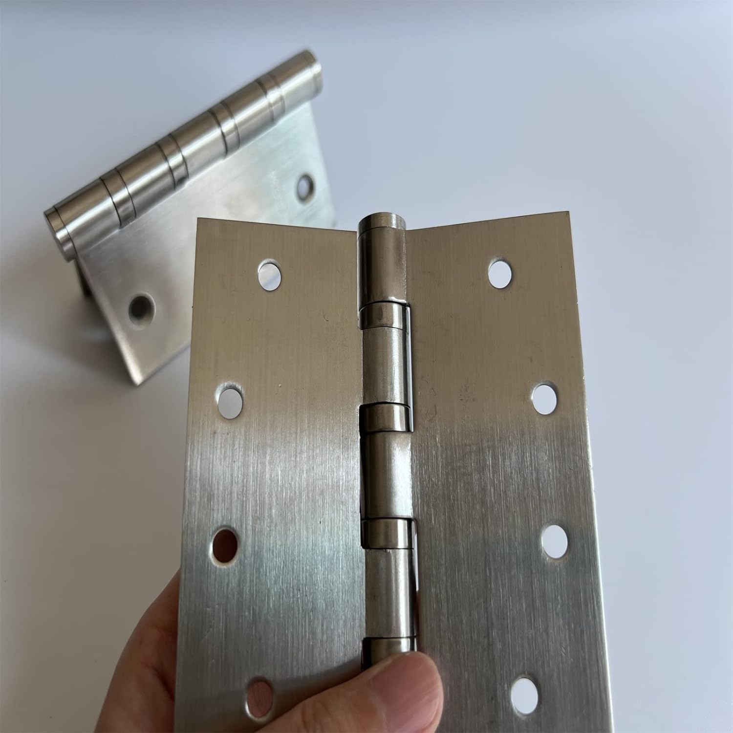 4" Stainless Steel Door Hinges, Heavy Duty 4 x 4 Inch Ball Bearing Non Removable Hinge Pin for Interior and Exterior Ourtswing Door or Gate Security-3 Pack,Silver