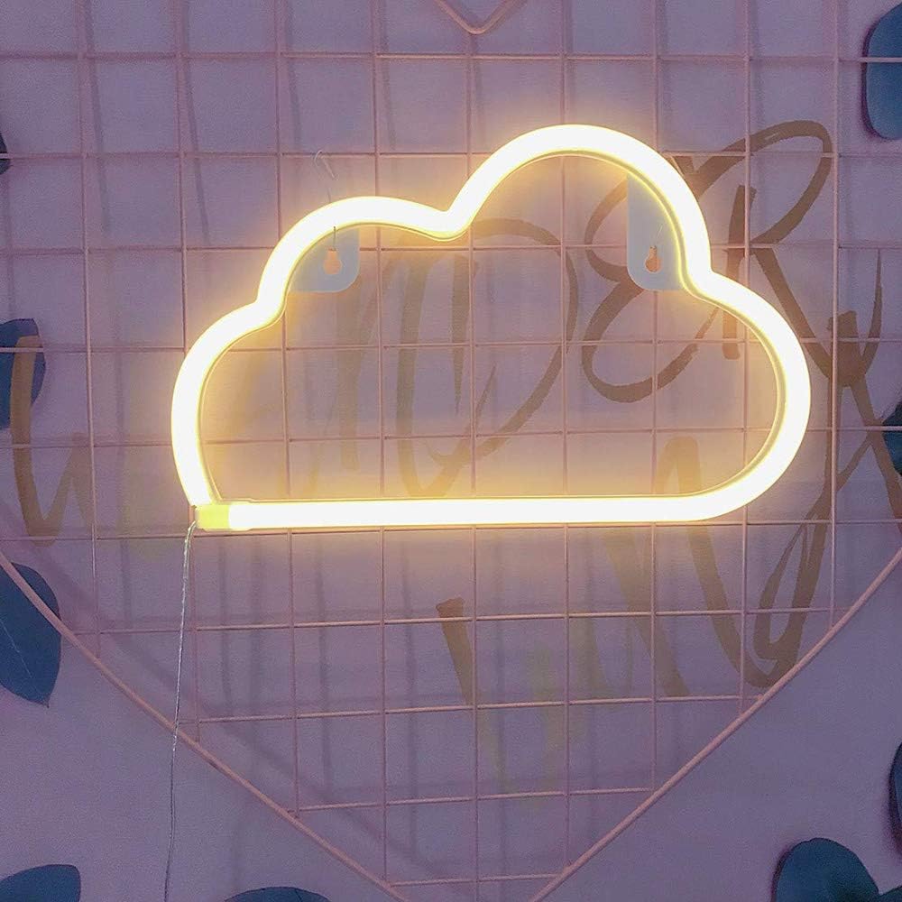 LED Cloud Sign Shaped Decor Light Warm White Neon Light Battery/USB Operated Home Wall Decoration for Christmas Birthday Party Children's Bedroom Living Room Office Wedding Event Banquet Party Decor