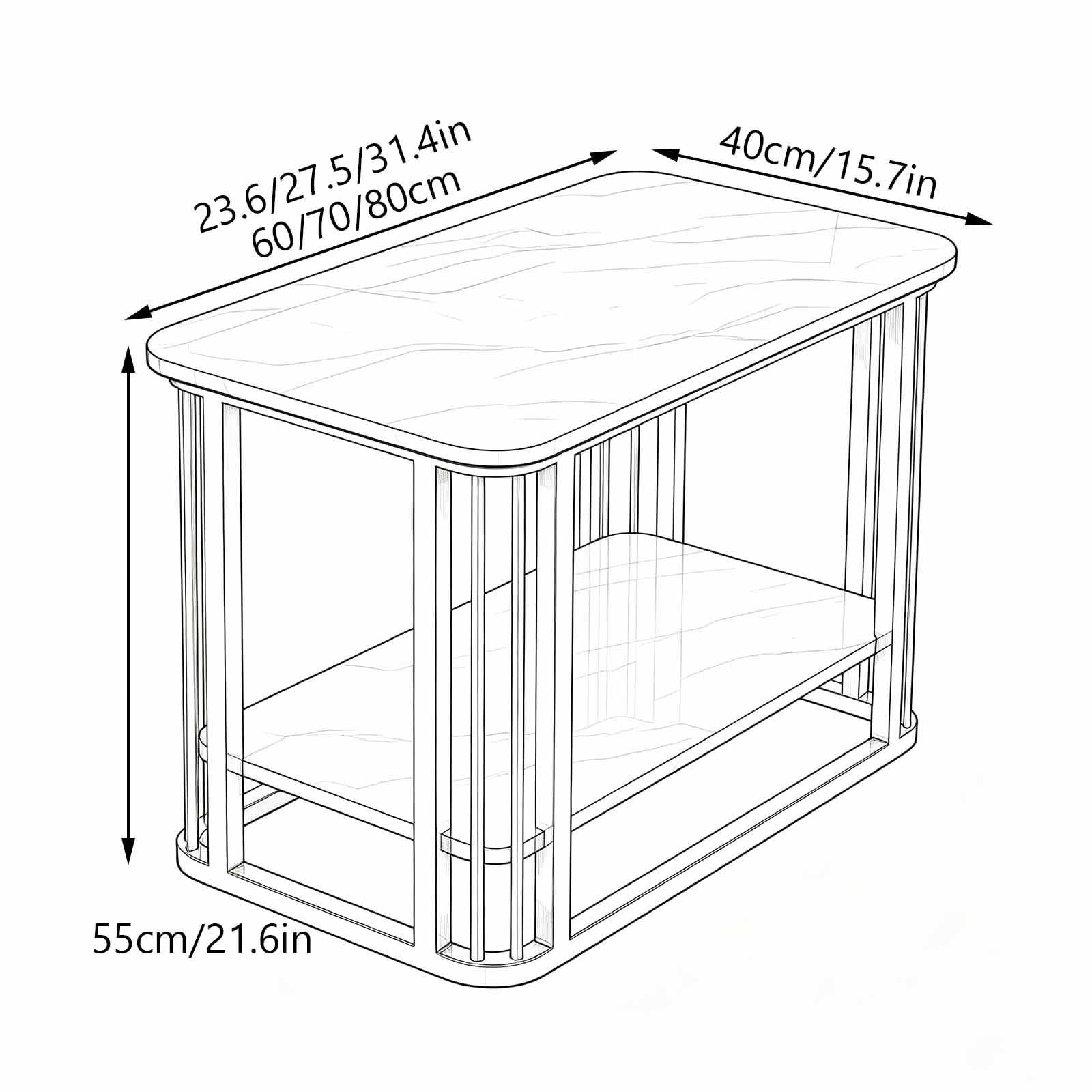Mesa Auxiliar Moderna con Tablero de Piedra Sinterizada y Base Metálica
