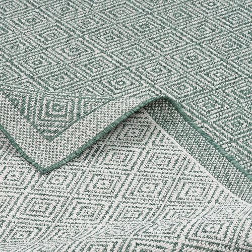 Pergamon In- und Outdoor Teppich Hampton Grün Meliert - Beidseitig Verwendbarer und Wetterfester Teppich in Verschiedenen Größen für Terrasse, Balkon und Garten