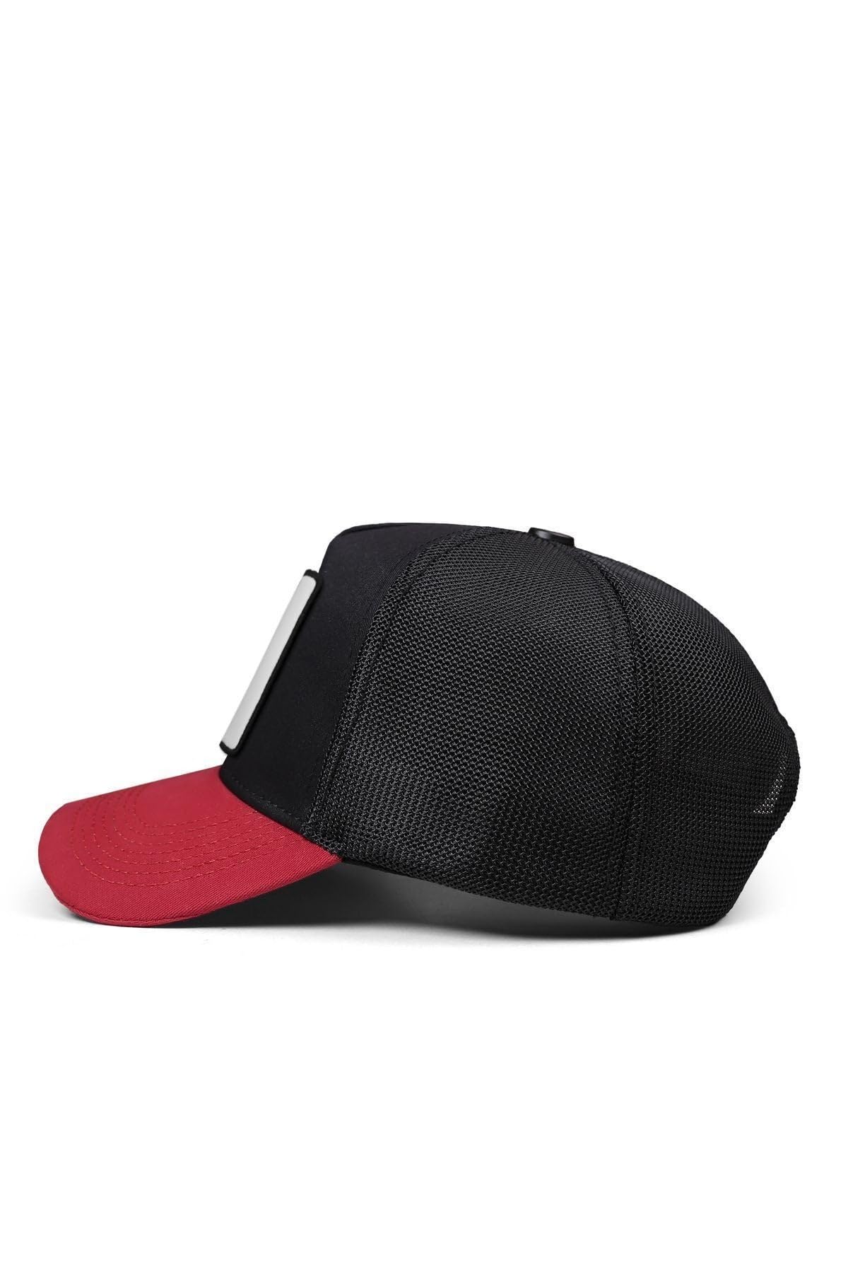 Gorra de Trucker Premium Rojo - Negro con Parche Oso Boss