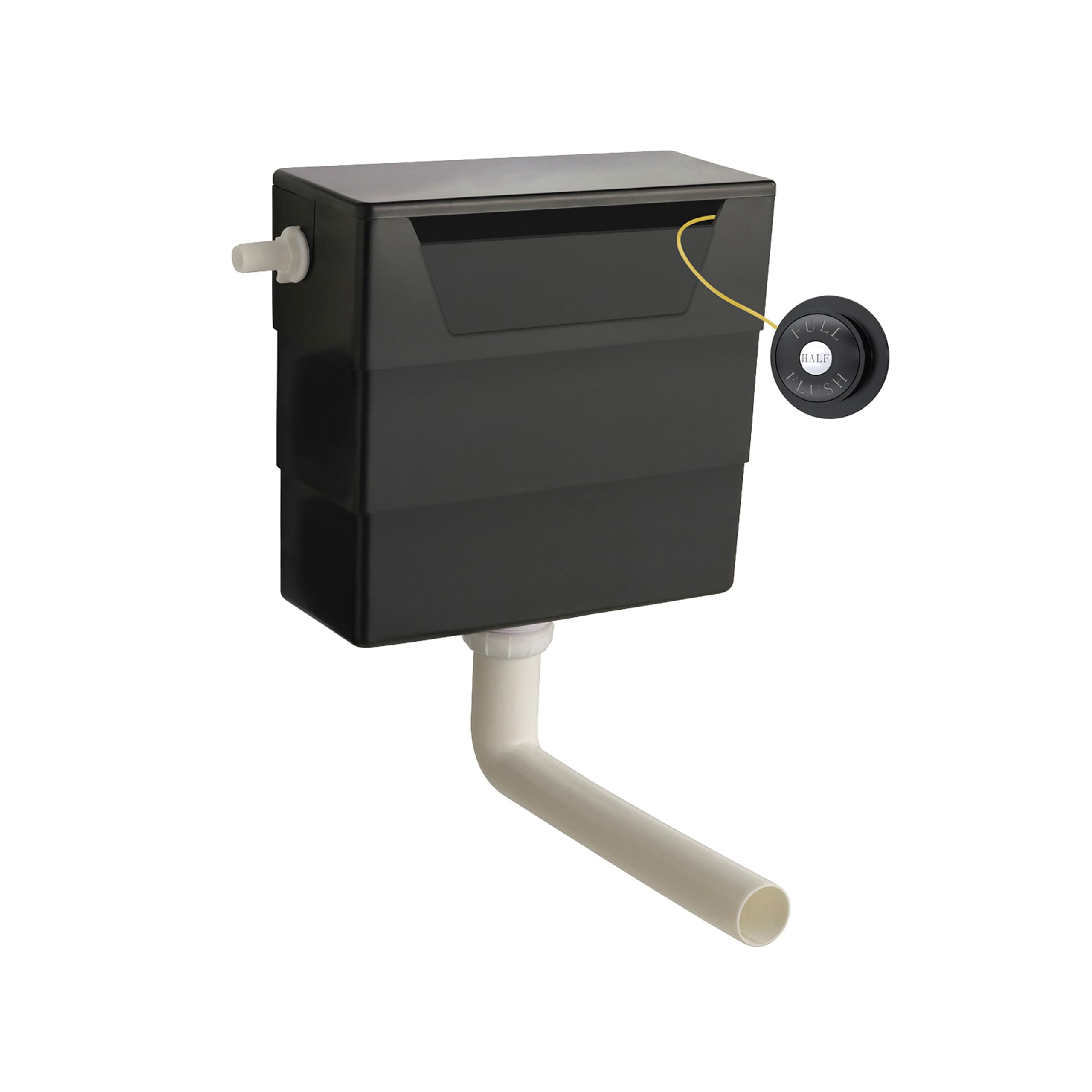Balterley Black Concealed Cistern With Dual Flush, Water Saving Side Inlet Concealed Toilet Cistern & Traditional Flush Plate For Back To Wall & Wall Hung Toilets - 303X136x334mm (Matt /Black)