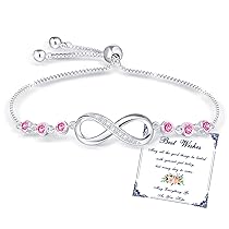 Esmoly Bracciale Donna Argento Infinito Braccialetto Cuore Zircone Regolabile Regalo Donna Ragazza (10)